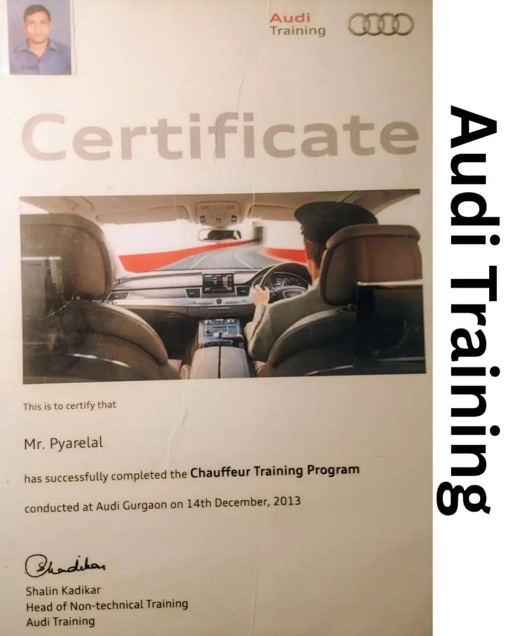 Audi Training Certificate